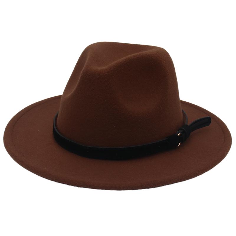 

Белая и черная панама джазовая шляпа с широкими полями из имитации шерсти - женская осенне-зимняя шляпа в британском стиле L (59-61cm) Suitable for large head