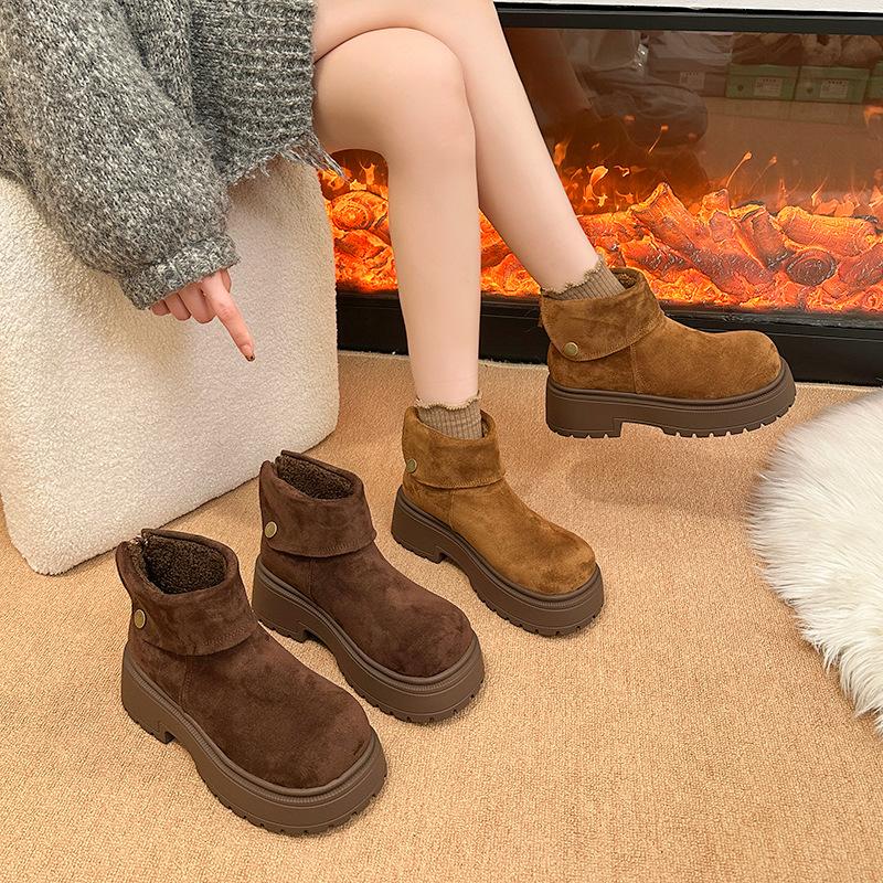 Women's thick-soled winter lightweight warm one-step padded snow boots non-slip wear-resistant casual sneakers plush Martin cotton boots