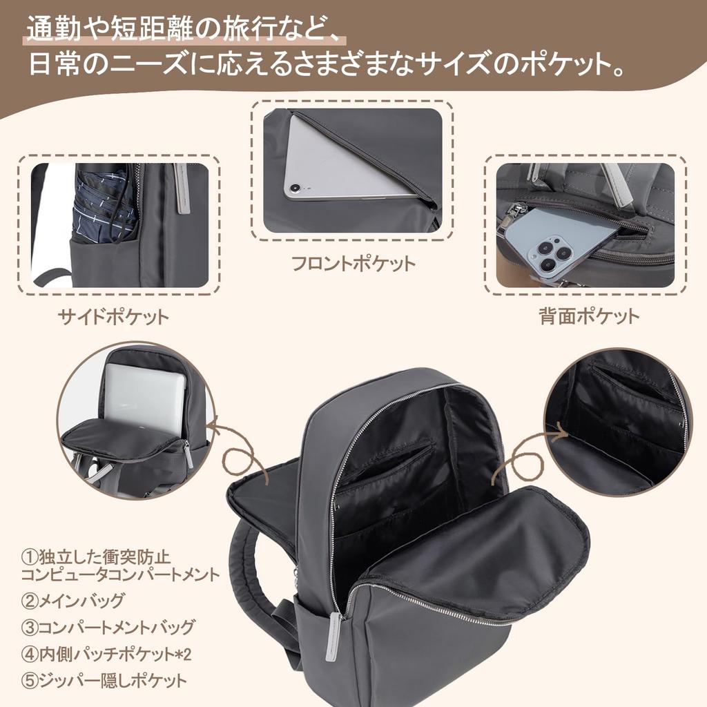 Ladyfan Damen Business Rucksack, Leicht, Großes Fassungsvermögen, Wasserdicht, Perfekt für den Weg zur Arbeit, PC, A4-Format Stauraum, Stilvoll, Arbeit und Reisen