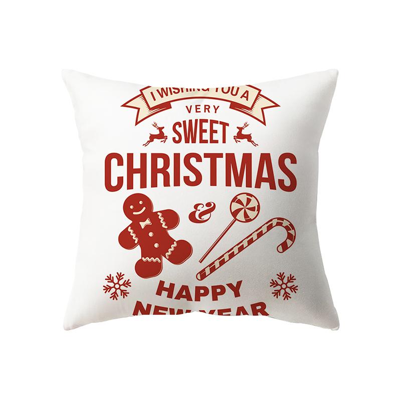 Christmas Theme Christmas Decoration Printed Pattern Cushion Cover Home Living Room Sofa Decoration Polyester Pillow PillowCover
