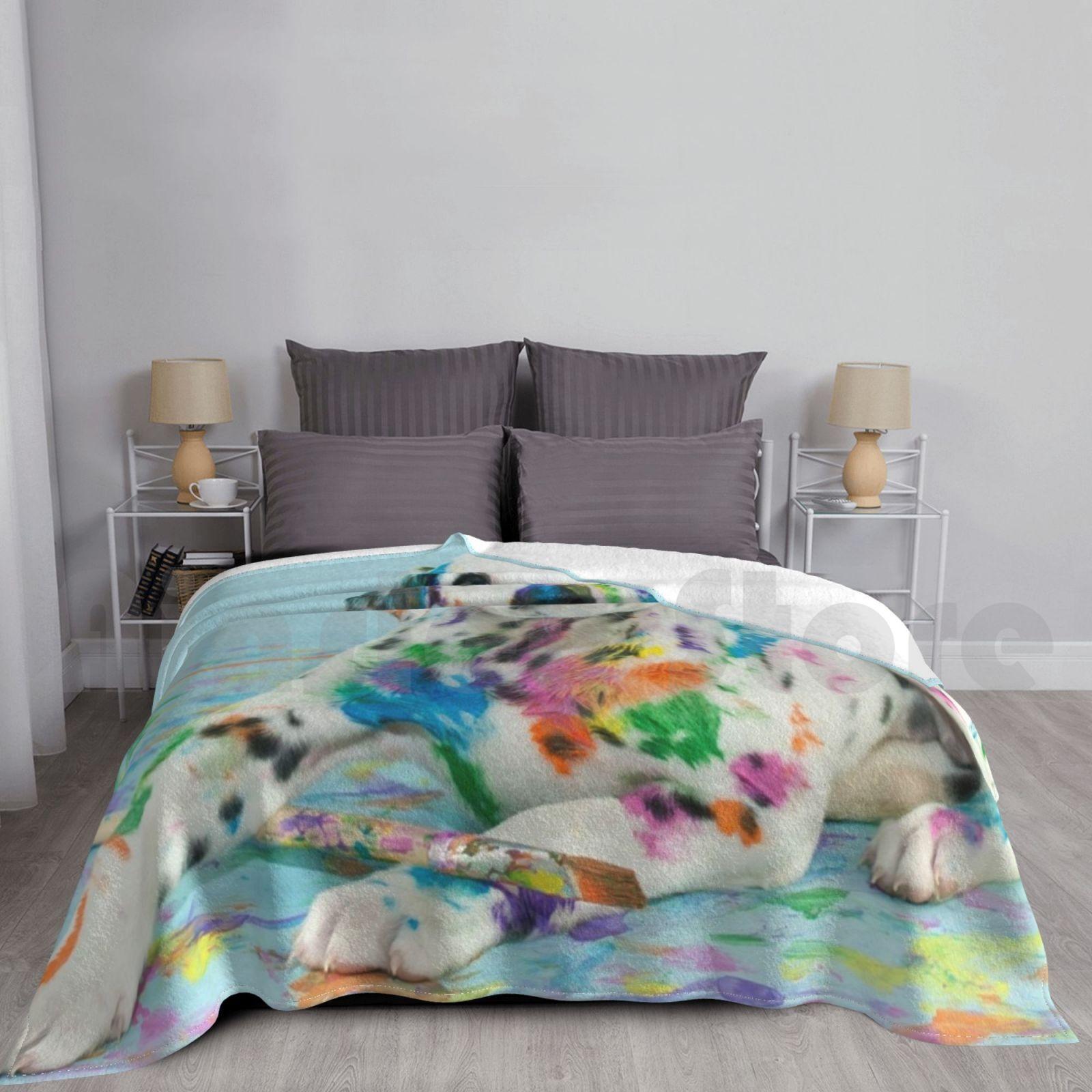 Dalmatian Puppy , Cute Skoda , Small , White Baby , Funny Prints Blanket For Sofa Bed Travel Dalmatian Puppy Size: 75*100cm, Weight: 230 GSM