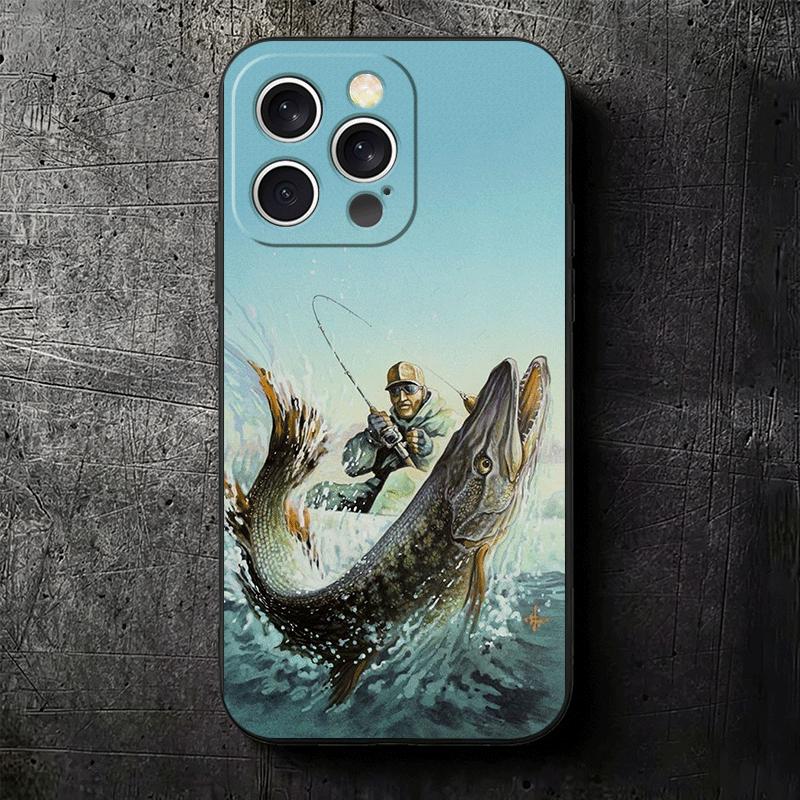 Hunting Fishing Man Soft Phone Case for iPhone 16 16E 17 Air 15 Pro Max 14 Plus 13 Mini 11 12 7 Black Cover Back Shell