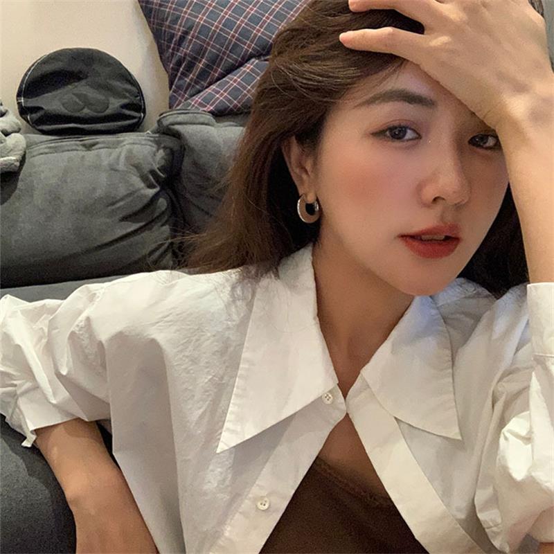 Cercei cu cerc geometrică lucioasă, din argint 925, eleganti, pentru femei, fete, lux, modă nouă, bijuterii la modă, cadou, petrecere