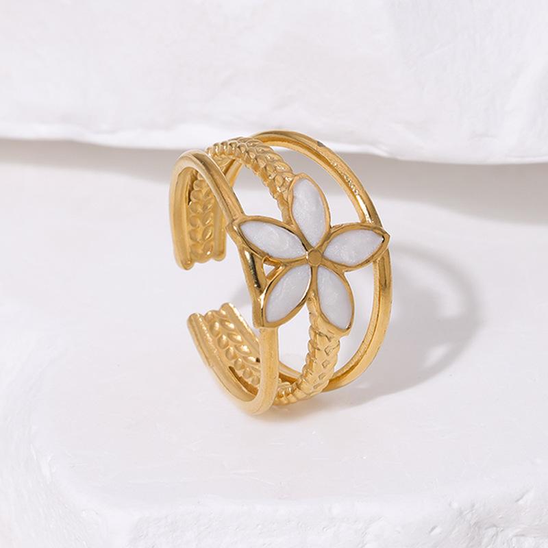 

Hot-Selling 18k Gold Titanium Steel Floral Ring - Versatile Women s Fashion Jewelry білий