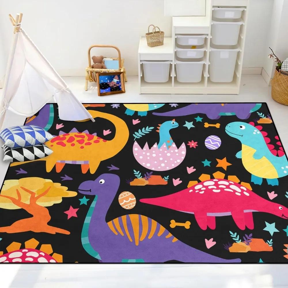Boys Bedroom Dinosaur Rug Cartoon Dino Area Rugs Funny PlayMat Cute Printed Carpet Polyester Floor Mat Living Room Decor Doormat