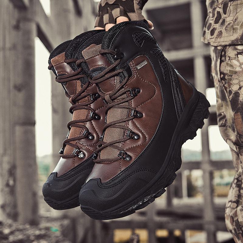2025 spring high-top large-size outdoor field training, battlefield training, hiking boots, outdoor hiking shoes, retro trendy men