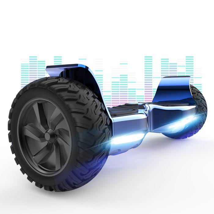 Hoverboard 8,5 Zoll Hummer All Terrain LED Bluetooth mit Leistungsstarkem Motor Ideales Geschenk Chrom Blau blau