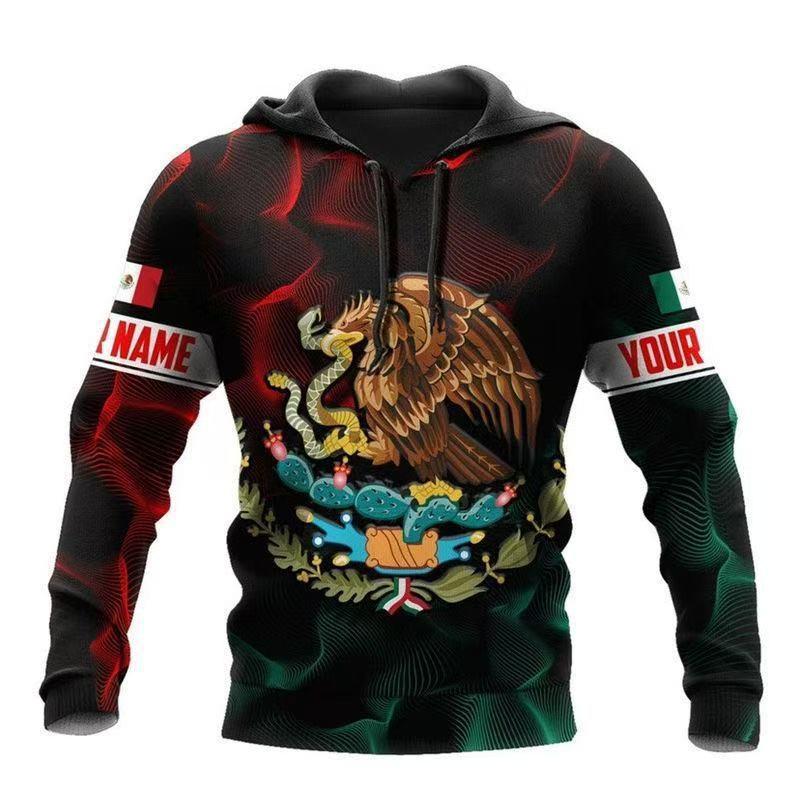 Mens Hooded Sweatshirt With 3D Digital Print Loose Fit Long Sleeve Pullover Fall Casual Wear