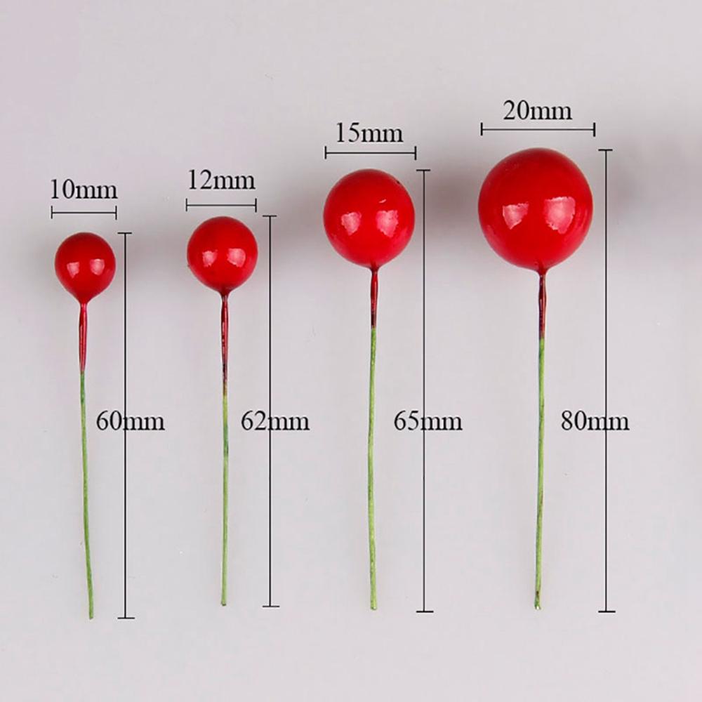 100Pcs Artificial Berry Fake Cherry Stamen Christmas Mini Fake Berries Simulation Pearl Beads Wreaths Wedding Xmas Decor