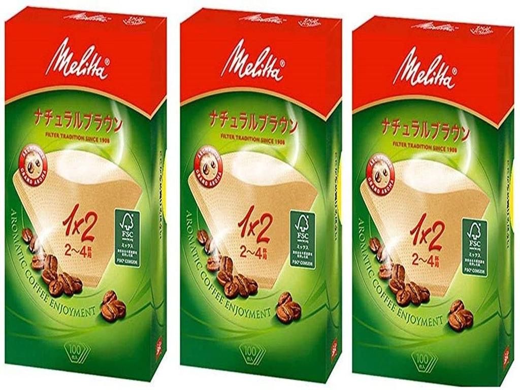 Melitta Coffee Filters, Brown, Aroma Magic, Natural Brown, 2-4 Cups, 100 Filters X 3 Boxes, 593181