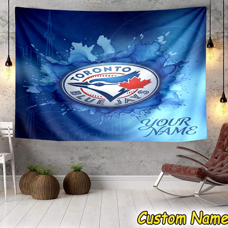 Custom Name Blue Jays Logo Tapestry Room Decoration Wall Hanging for Living Room Bedroom, dormitory, Birthday and Christmas gifts