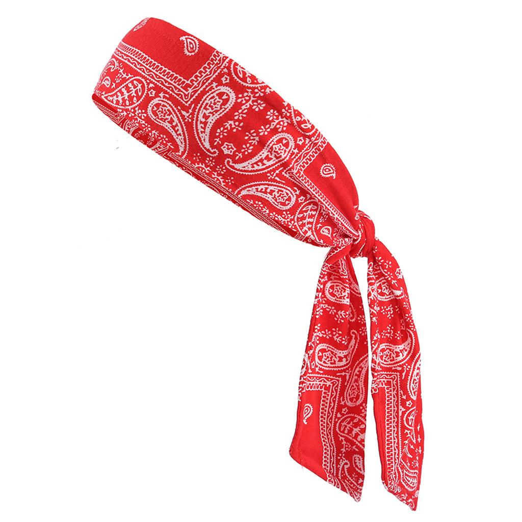 Unisex Paisley Print Tie Back Headband, Cooling Fabric, Sweat Wicking, Adjustable