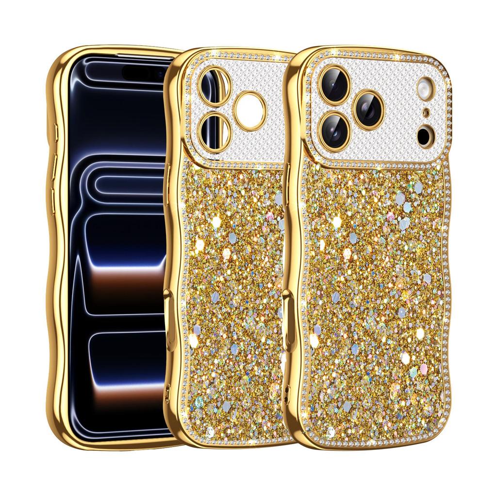 Diamond Glitter Electroplated Phone Case for Apple 17 Pro Max, 16 Pro, Wave 15, Magnetic Custom