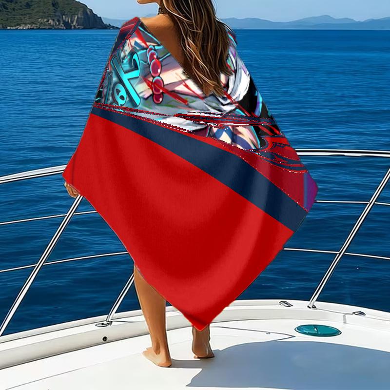 1pc Akaza Beach Towel with Custom Name, Beach/Swimming/Bath/Picnic/Camping Towel, Suitable for Seaside Beaches