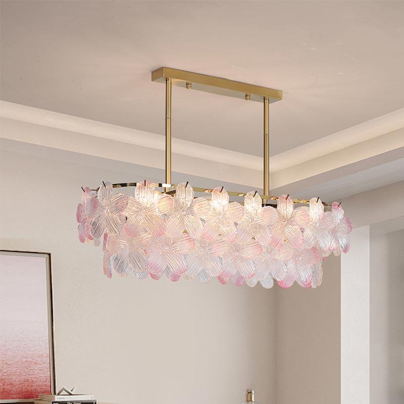 French Style LED Flower Pendant Light - Modern Glass Hanging Lamp for Living Room, Dining Room & Bedroom Home Decor