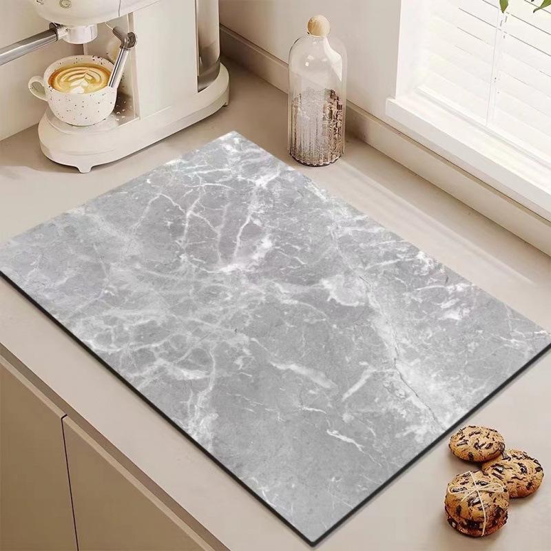 Alfombrilla Absorbente de Agua para Fregadero de Cocina y Mesa de Comedor de Tierra de Diatomeas y Mármol