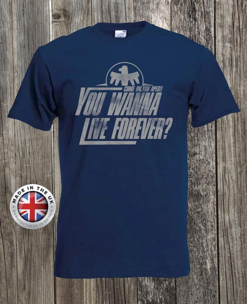 Starship Troopers t shirt  You Wanna Live Forever  navy ,unisex ladies fitted S