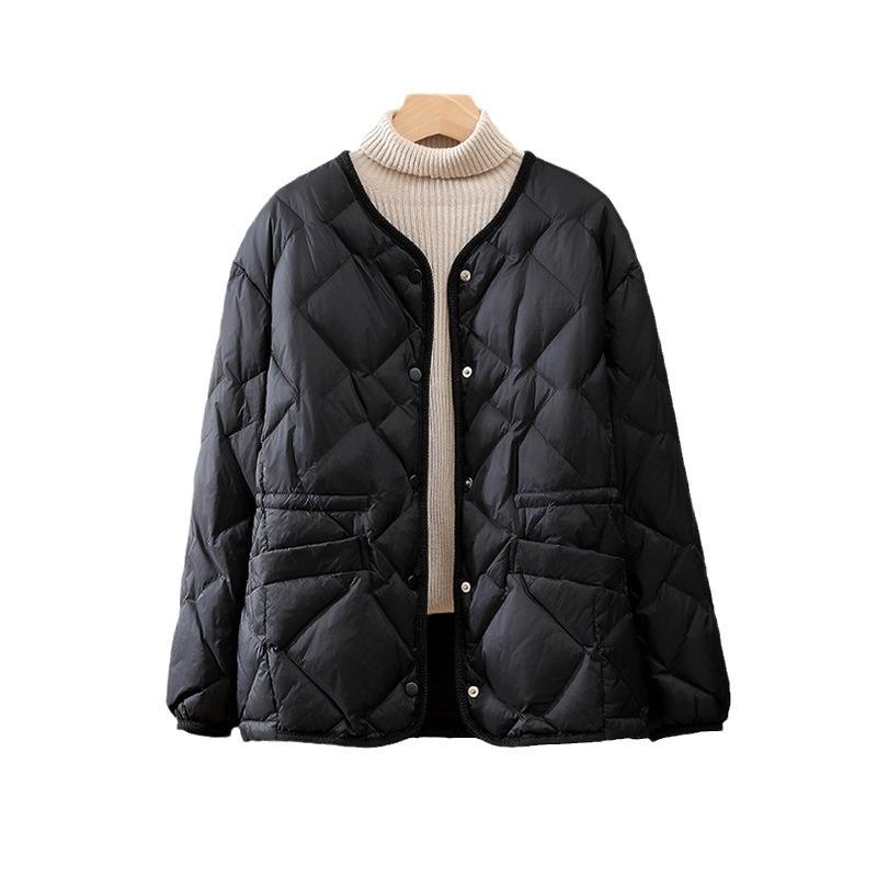 White duck down autumn and winter thin down jacket women's new light and versatile diamond grid short casual and light jacket