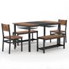 NAIYUFA Dining 5 Pieces Table Set,One Large Table ,2 chairs and 2 Benches for 4-6 people,Wood Brown Sets with Storage Rack