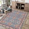 Bohemian Vintage Area Rug Washable Soft Ethnic Style Floor Carpet Non‑Slip Decor Rug for Living Room Bedroom Kitchen Home