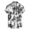 Men's Vintage Floral Print Short Sleeve Button Front Shirt Casual Lightweight Breathable Summer Top with Open Collar Design