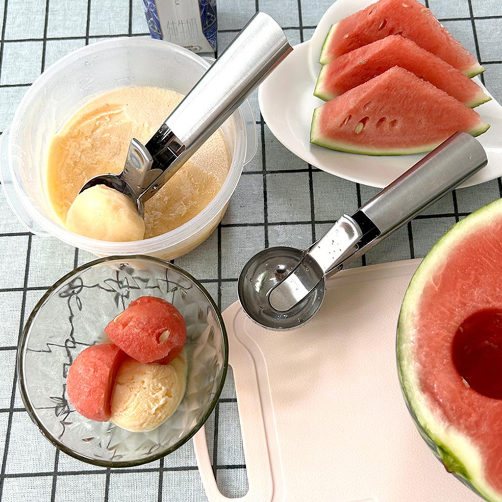 Edelstahl Eisportionierer Fruchtkugelausstecher Eisportionierer Eisportionierer Schneeballformer kreativer Dessertlöffel