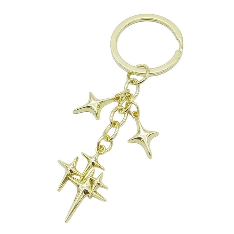 Inspired Alloy Keychain Pendant Featuring Star and Moon Openwork Pattern Compact Gift for Jewelry Lovers