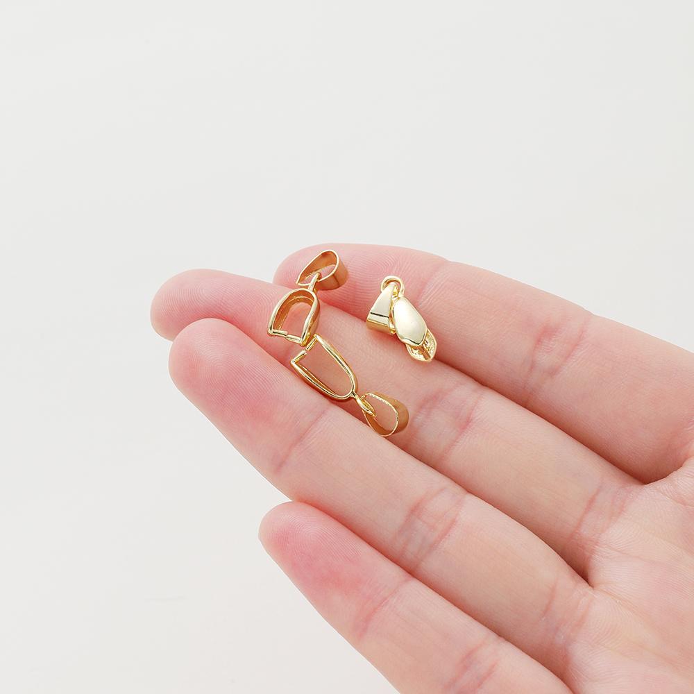 30 stuks/zak 14K 18K Verguld Knijp Hanger Oogje Messing Sluitingen Met Clip Hanger Haken Connector Ketting Maken Onderdelen