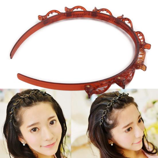 Women Fashion Double Layer Bang Hair Clips Hairpins Hair Hoop Headband Headwear