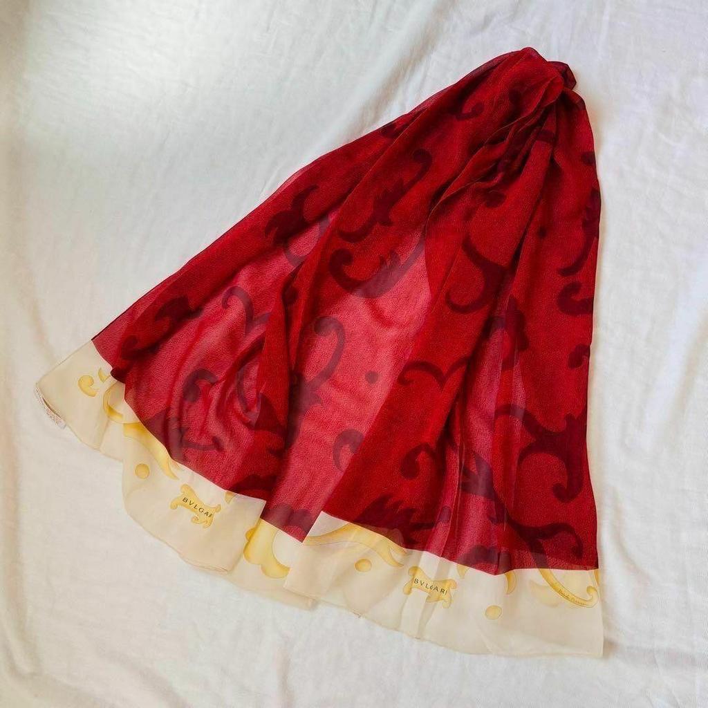 Used Bulgari Silk Long Scarf Stole