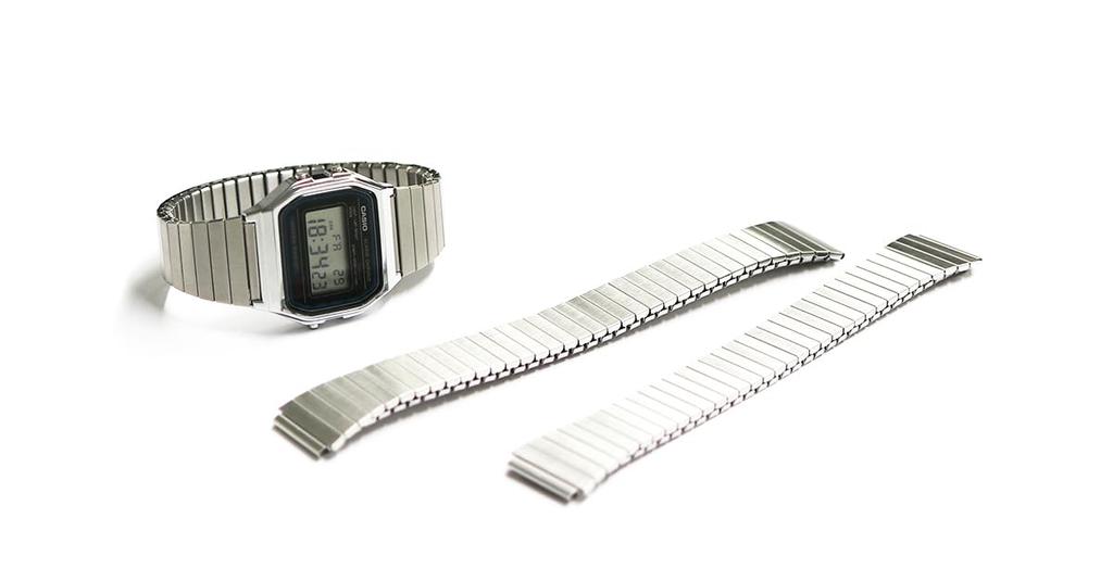 Cheap Casio A158 A159 A168 Etc Compatible Stainless Steel Expansion Belt Band Bellows Type Elastic Belt Ca-s5 (18mm (M Size), Silver)