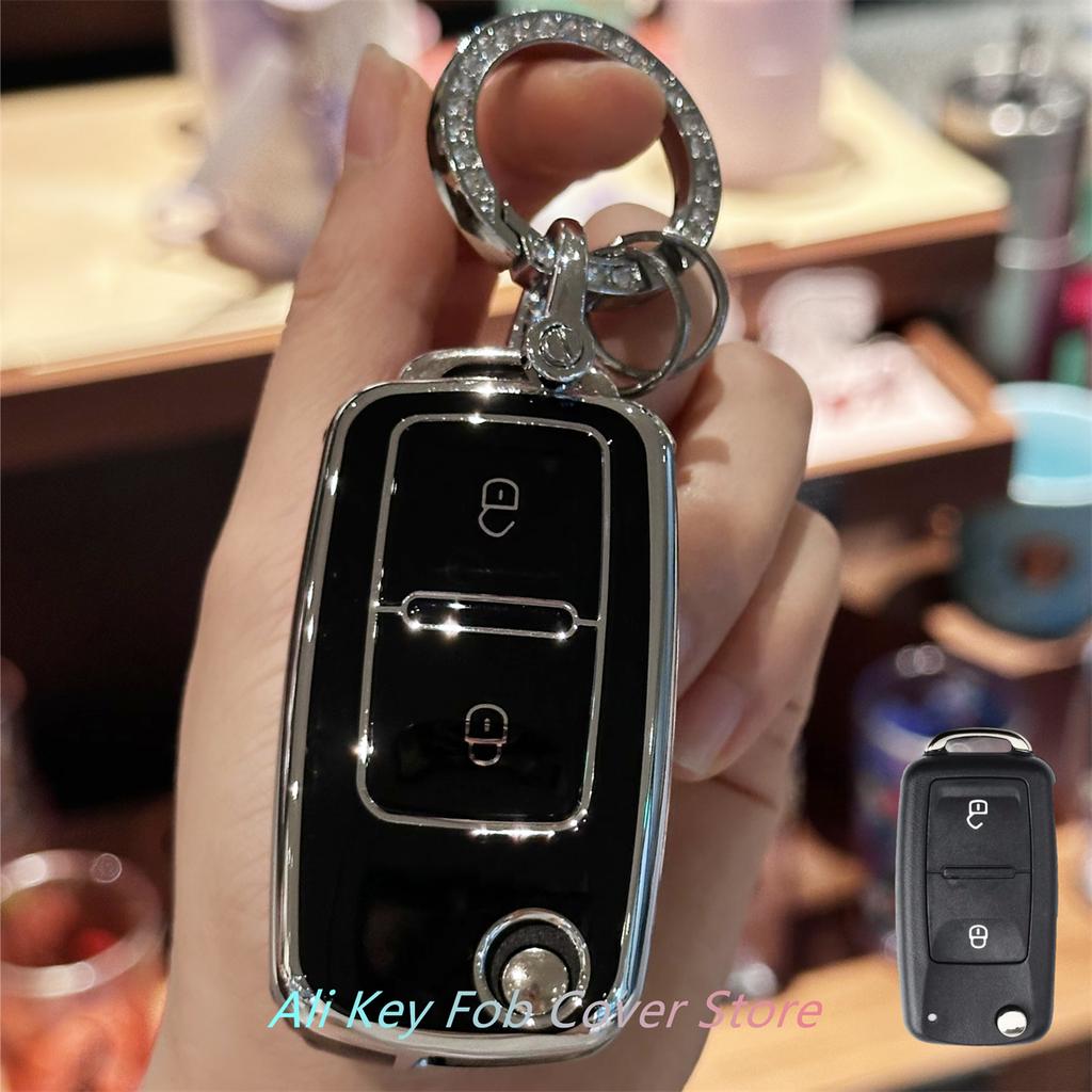 Key Fob Cover with Keyring Keychain Lanyard for VW MK4 Bora Golf 4 5 6 Passat Polo Bora Touran
