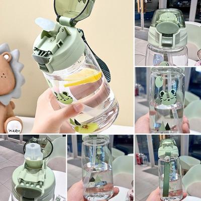 550 ML Sports with Straw Baby Bottles Cute Cartoon Travel Feeding Bottle Dual-Use Portable Drinking Cup Outdoor
