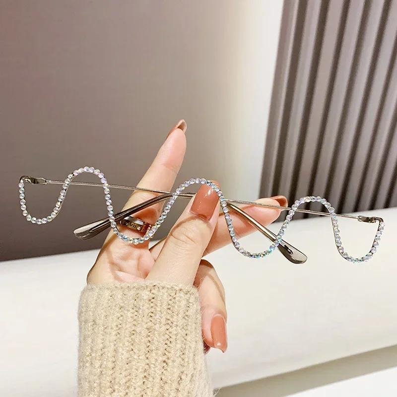 

Винтажная Мода Волна Оправа для Очков с Бриллиантами Женская Мужская Роскошный Бренд Дизайнер Металл Вечеринка Панк Хип-Хоп Очки Украшение