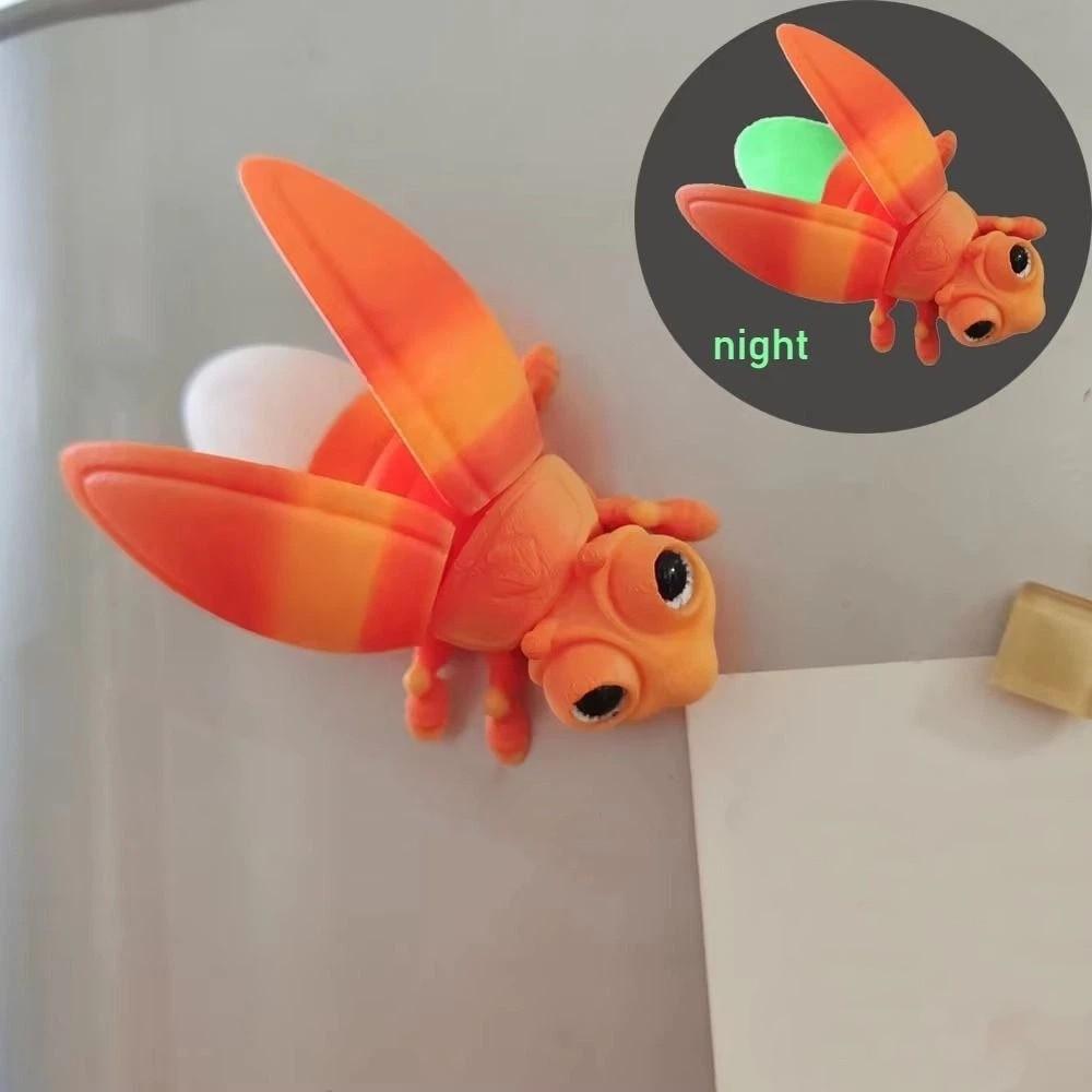 Creative 3D Printed Luminous Firefly Figurines Cute Glowing Tail 3D Printed Firefly Model Artificial Handmade