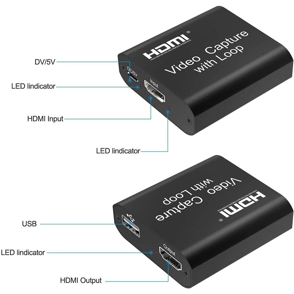 4K HDMI Video Capture Card, USB 2.0 Game Capture Card 1080P Capture Adapter For Streaming, Teaching, Video Conference Or Live