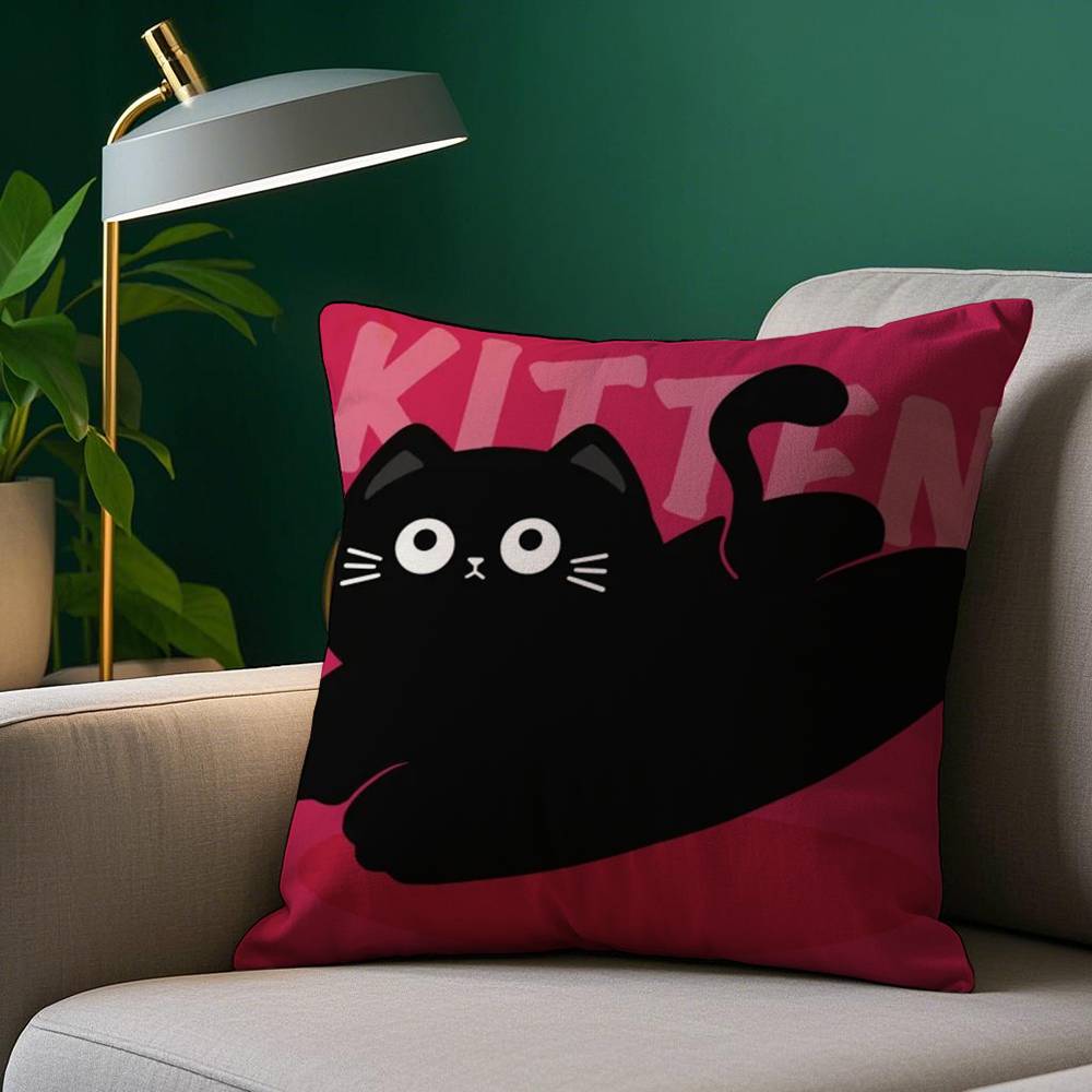 Kawaii Katze Tiere Kissenbezug Plüschstoff Weicher Kissenbezug Doppelseitiger Druck Sofakissenbezug Überwurf