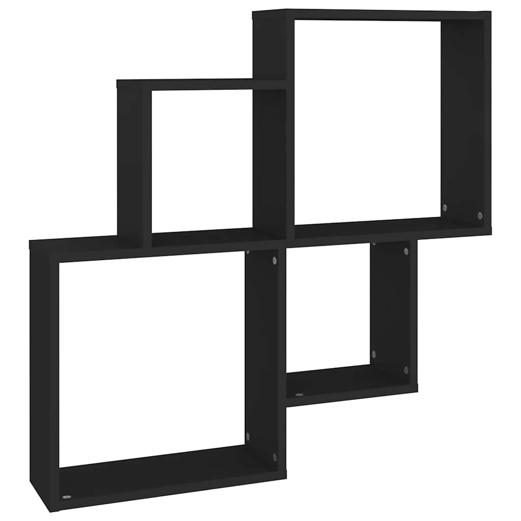 Vidaxl Półka Ścienna Kostki, Czarna 80X15X78,5 Materiał Drewnopochodny