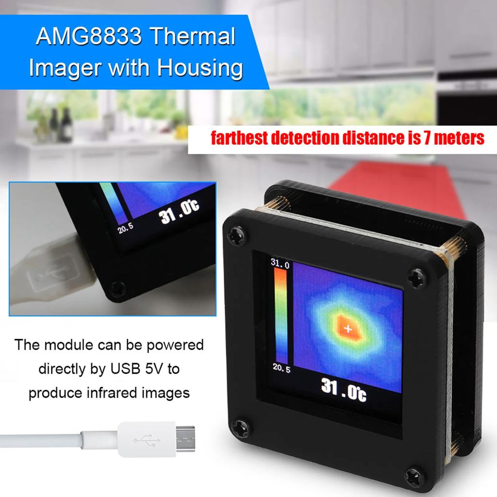 8x8 Infrared Thermal Camera with Housing Infrared Thermal Imager with Screen Portable Infrared Thermal Sensor for Android Phone