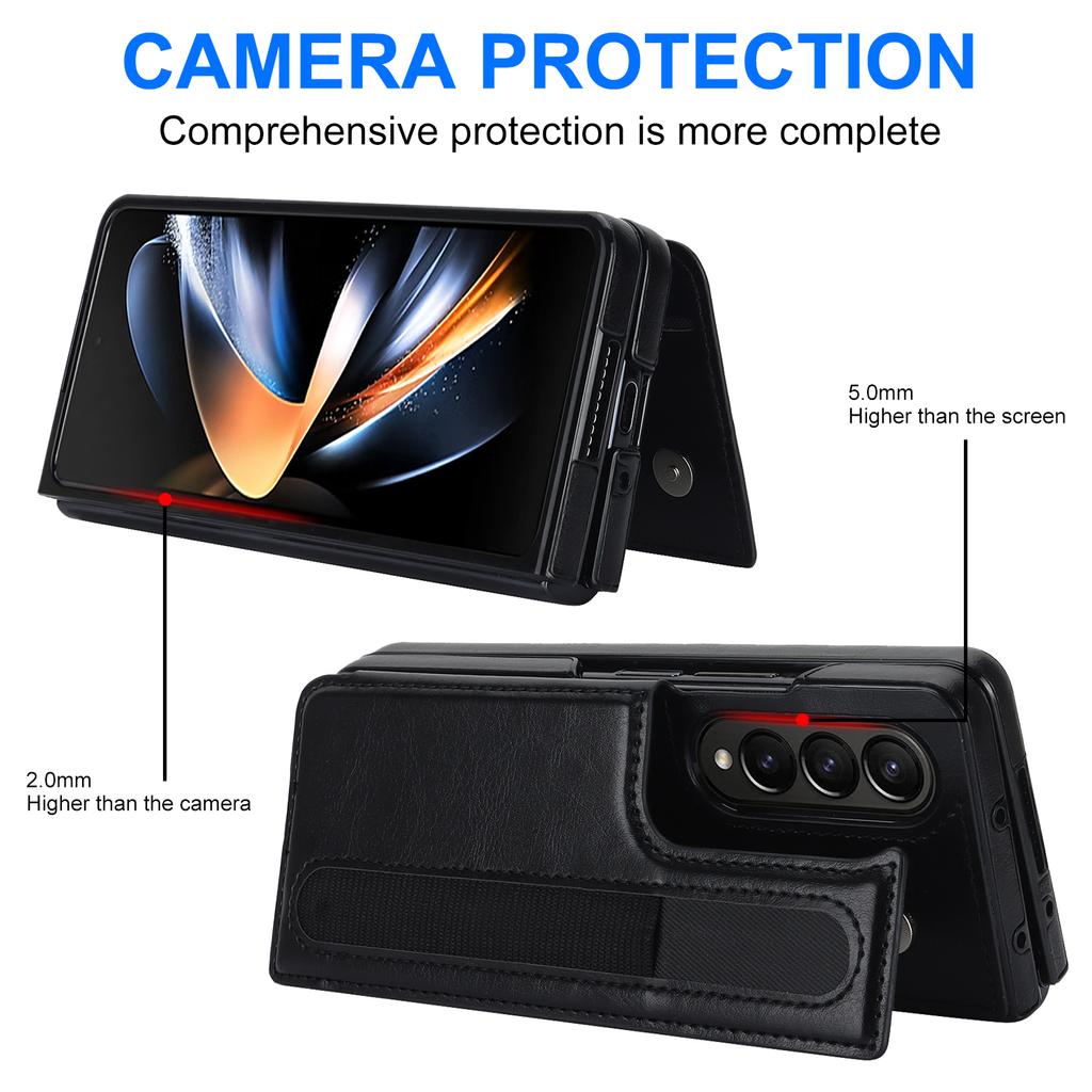 For Galaxy Z Fold 5 Case with S Pen Holder PU Leather Magnetic Stand Folio 3 Card Slot Wallet Cover for Samsung Z Fold 4 Fold3