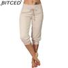 BITCED 10 Color Women's Fashion Casual Solid Color Print Pants & Capris