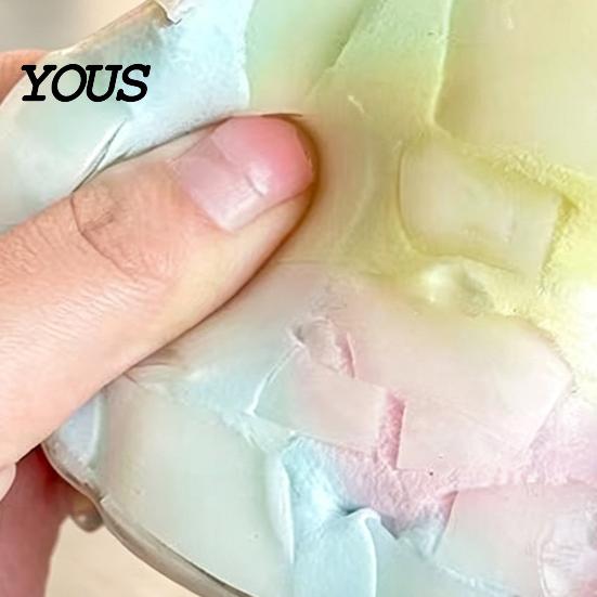 Sensory Fidget Toy Wax Cracking Ball Squeeze Toy, Rainbow Gradient Stress Calming Relief Crispy with Protective Cover, Party Favors Adult Reliever