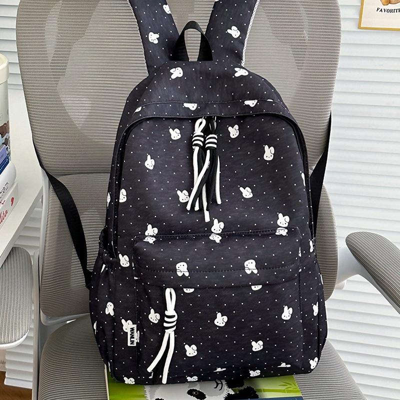 Schoolbag New Schoolbag Female Student Korean Version Ins Large Capacity Polka Dot Lightweight Junior High School Student Versatile Backpack