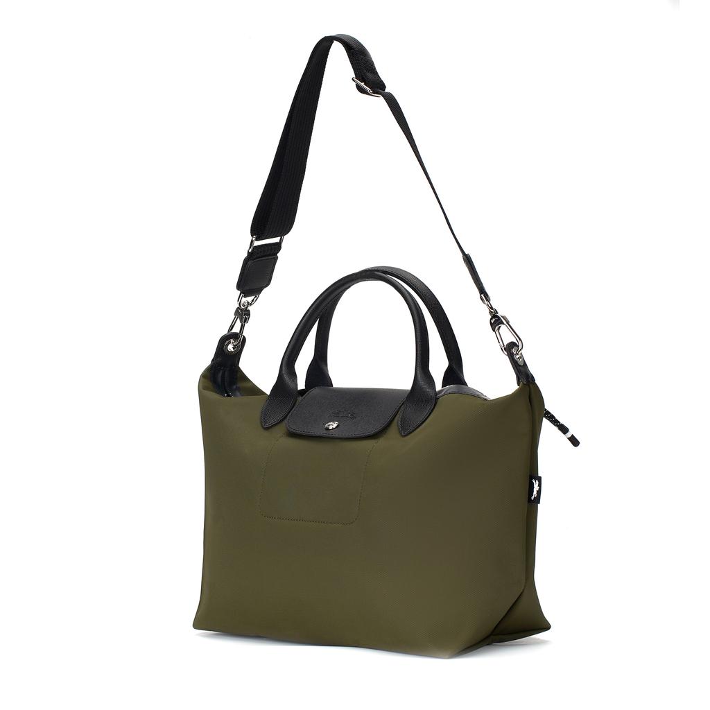 Longchamp Le Pliage Energy Adjustable Detachable Shoulder Strap Recycled Polyamide Canvas Tote Bag Medium Women tote bag Khaki 1515HSR892