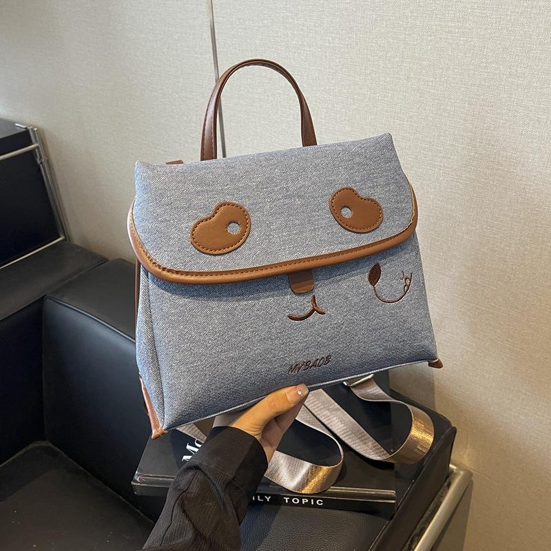 

Casual denim backpack 2024 new autumn and winter fashion back bag versatile multi-functional broadband messenger bag синій