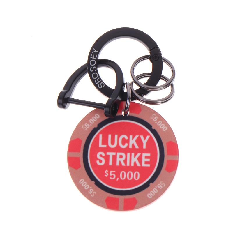 Ceramic Chip Lucky Dice Keychain Gaming Club Chip Pendant Multi Functional Round Chip Key Holder Pendant Keyring