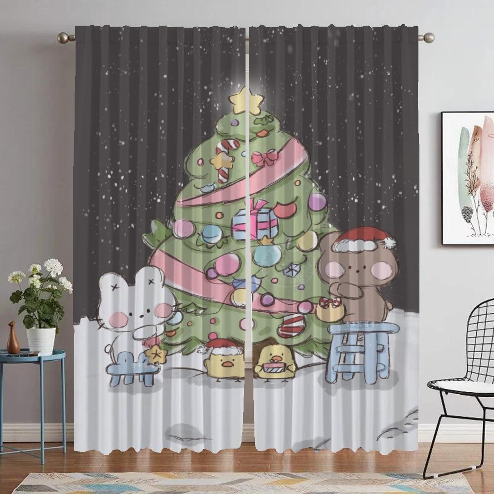 

Тюль для спальни, рождественские кухонные шторы, 2 шт., элегантные шторы для комнаты, перегородка, занавеска для гостиной, украшение на Хэллоуин W50xH70cmx2pcs-CL