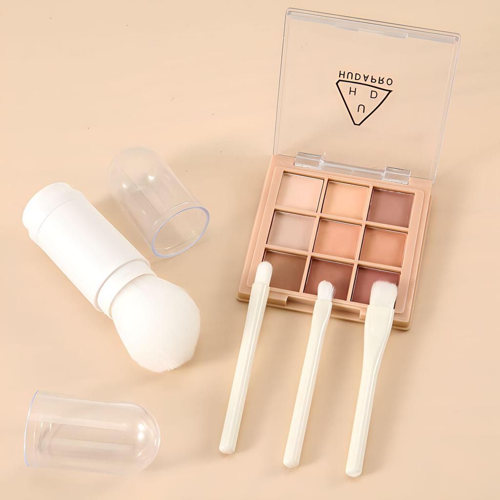 Compact 4-in-1 Makeup Brush Set: Telescopic Mini Brushes for Loose Powder and Eye Shadow