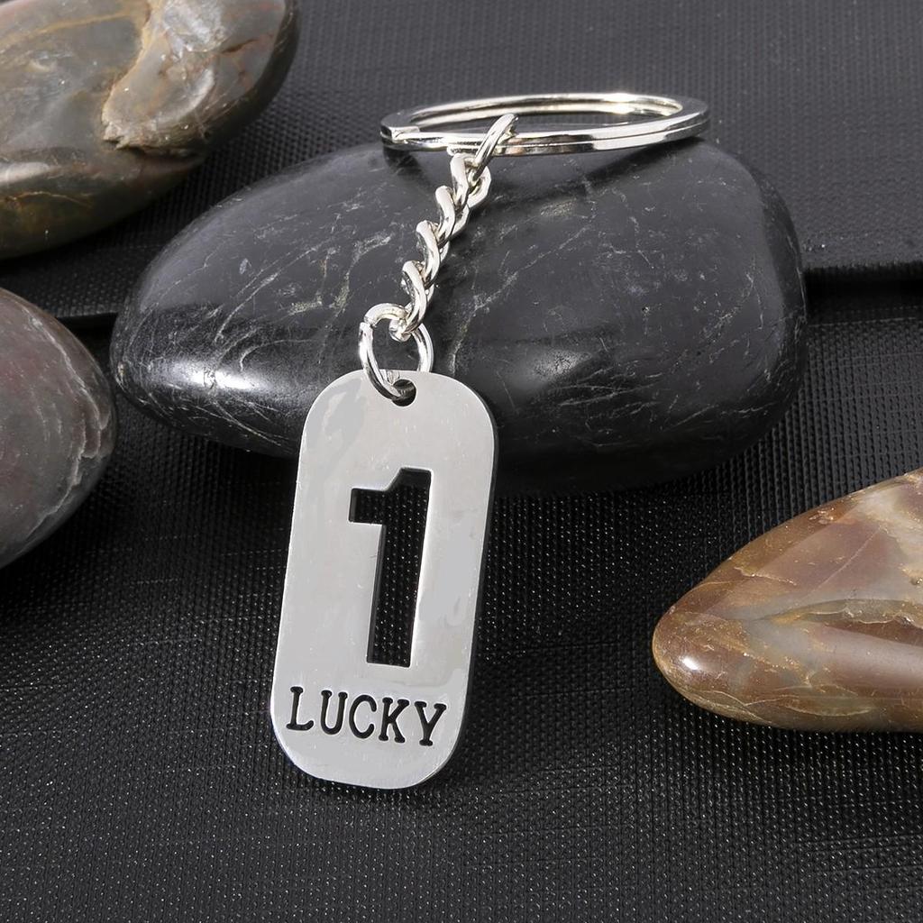 Stainless Steel Lucky Numbers 0-9 Arabic Keychain Pendant