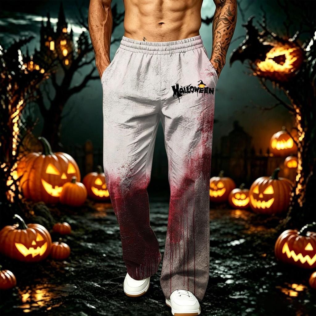Men's Loose Wide Leg Jogger Sweatpants with Pockets Printed Casual Athletic Pants